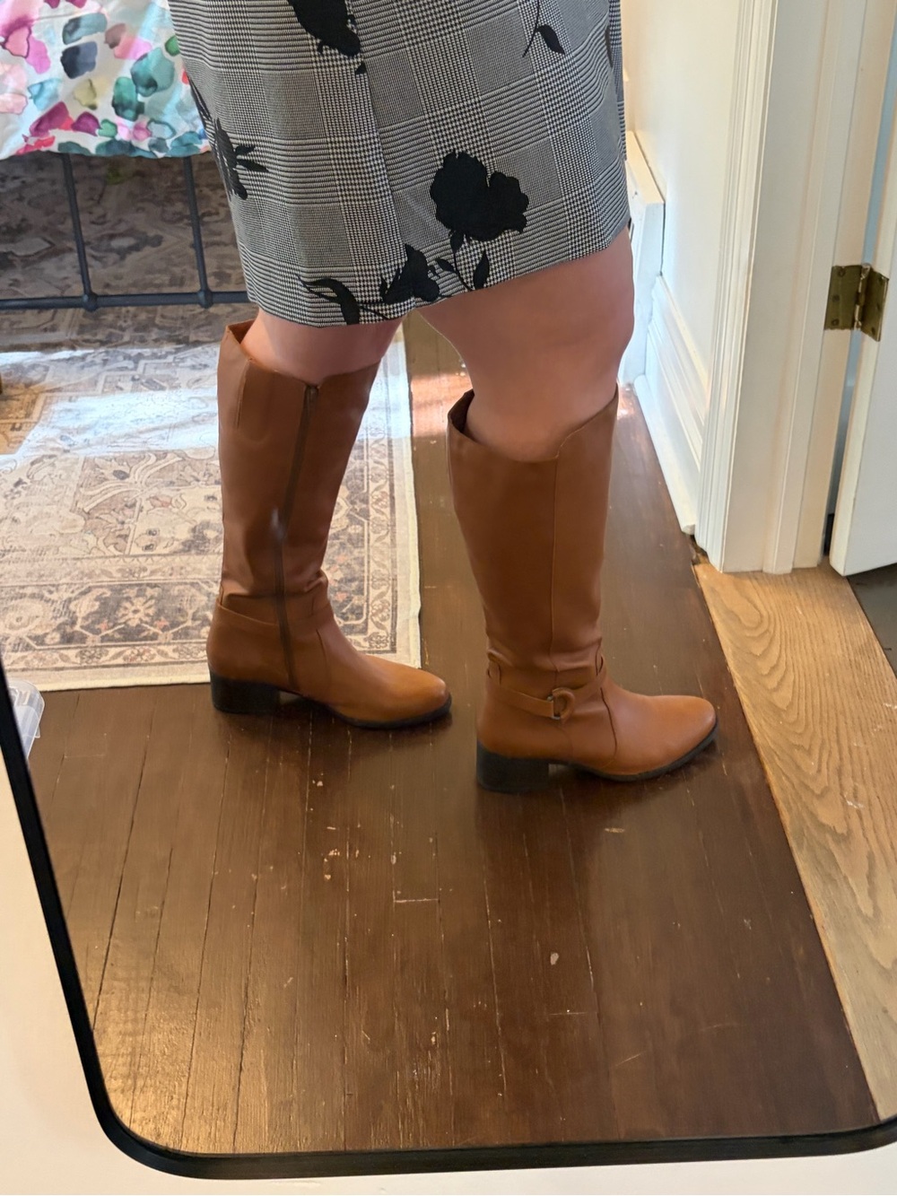 Naturalizer wide Calf Riding Boots in Cognac Brown